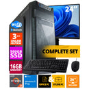 Conjunto de PC de oficina de presupuesto - Ryzen 3 - 500GB NVME SSD - 16GB RAM - Radeon Vega 8 (Monitor de 24 pulgadas | Mouse | Teclado | Incluyendo Office Professional más 2021)