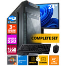 Conjunto de PC de oficina de presupuesto - Ryzen 5 - 1TB NVME SSD - 16GB RAM - Radeon Vega 7 (Monitor de 24 pulgadas | Mouse | Teclado | Incluyendo Office Professional más 2021)