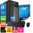 Intel Complete PC Set | Intel Core i3 | 16 GB DDR4 | 500 GB SSD - NVME + 2 x 24 pulgadas Monitor + Mouse + Teclado | Windows 11 Pro