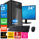 Intel Complete PC Set | Intel Core i7 | 64 GB DDR4 | SSD de 2 TB - NVME + Monitor de 24 pulgadas + Mouse + Teclado | Windows 11 Pro