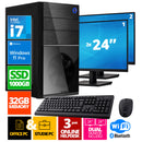 Intel Complete PC + 2 x 24 "Monitor + mouse y teclado | Intel Core i7 | 32 GB DDR4 | 1 TB SSD - NVME | RTX 3050 | Windows 11 Pro
