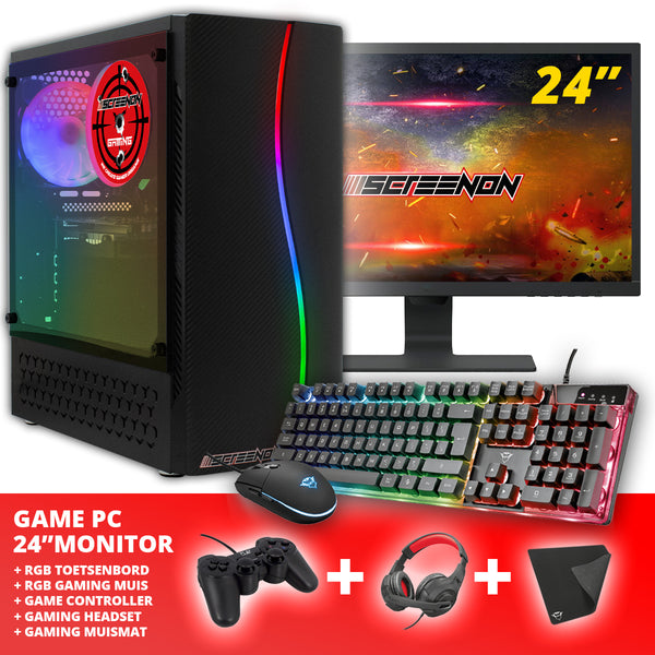 Screenon - Gaming Set Y16584 -W1 (Gamepc.y16584 + 24 inch monitor + keyboard + mouse)