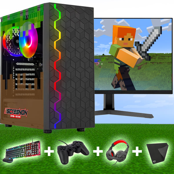 Screenon - Minecraft Edition Gaming Set - X104154 - V1, V2 & V3 (GamePC.X104154 + 24 inch monitor + keyboard + mouse + controller + incl. € 20 steam credit)