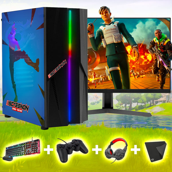 Screenon - Complete Fortnite Gaming PC sets - (Game PC + 24 inch monitor + keyboard + mouse + controller)