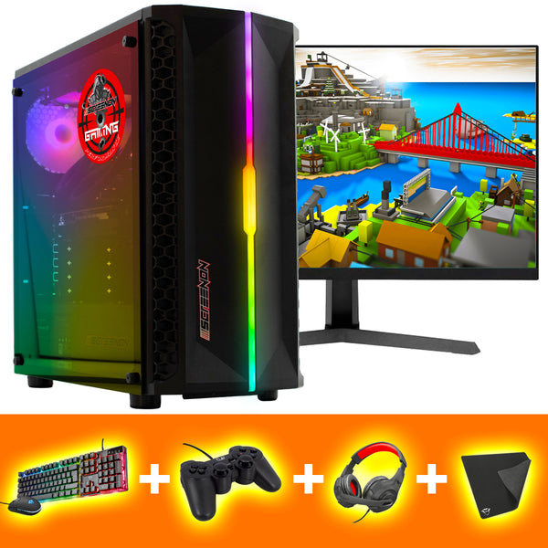 Screenon - Gaming Set - B3 -W Gamepc iiyama Black Hawk 24 inch+Keyboard+Mouse Fortnite, Minecraft, League of Legends, Rocket League, Farming Simulator, Sims 4, World of Warcraft, Arkcape, Battlefield 4, Call of Dutlefield, Heartstone and GTA V.