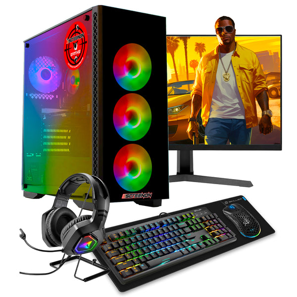 Screenon - Gaming Set T46187 -W3 (GamePC.T46187 + 27 inch monitor + keyboard + mouse & mouse pad + headset & holder)