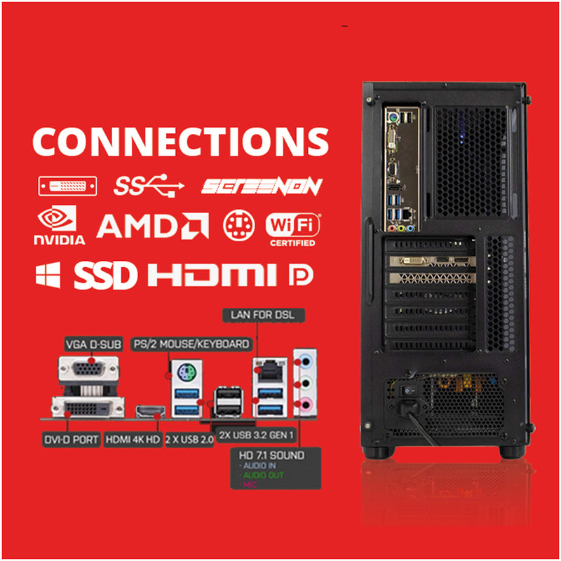 Screenon - Ryzen 5 5600X - 512GB M.2 SSD + 1TB HDD - RTX -3060 - GamePC.V550107 - WiFi