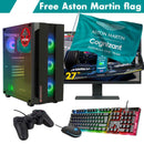ScreenON - Racing Gaming Set + Aston Martin Flag - F4215027 - (GamePC.F12050 + 27 Inch Monitor + Toetsenbord + Muis + Controller + Gratis Aston Martin Flag) - ScreenOn